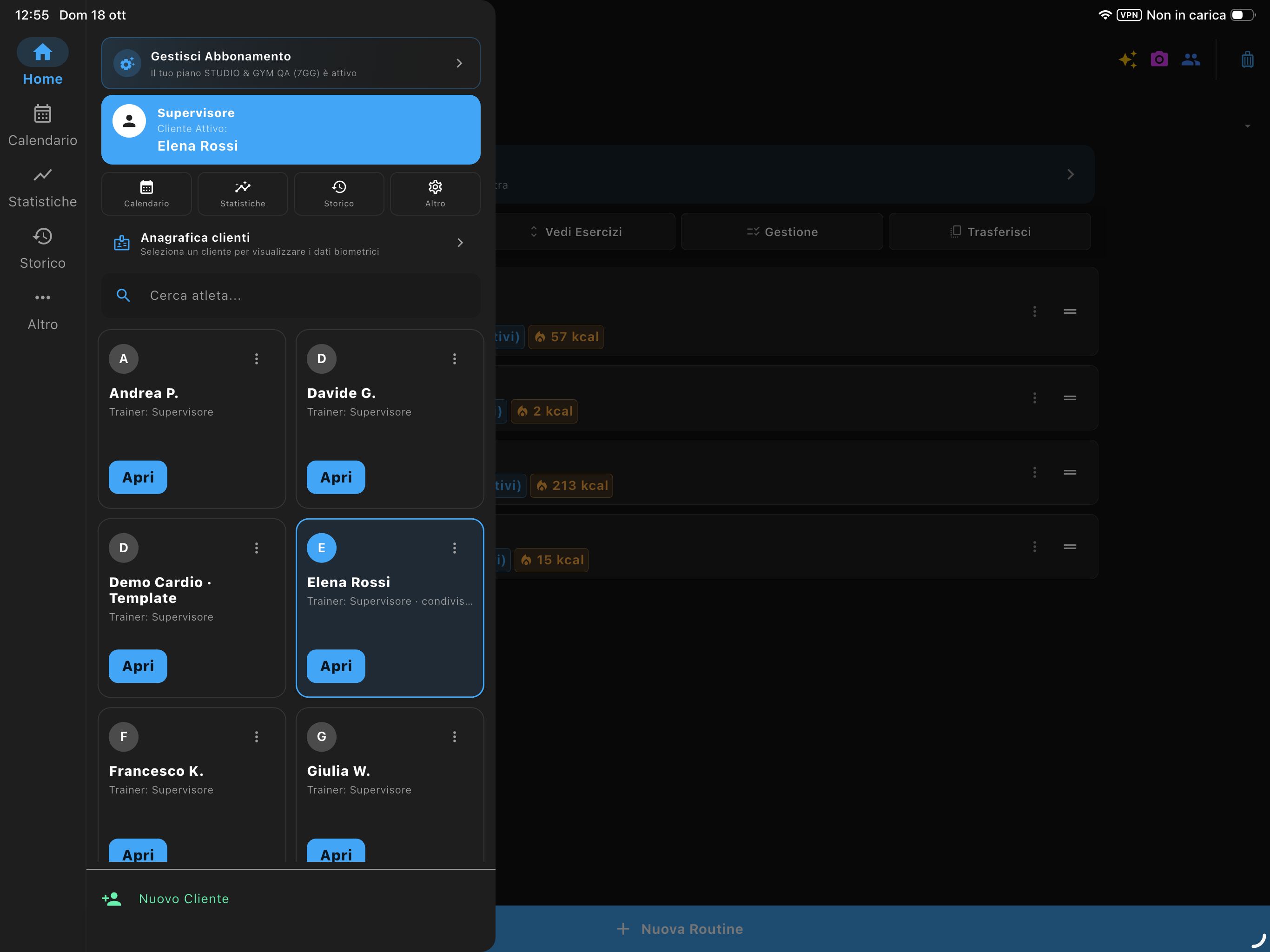 KINEVA FIT su iPad — Studio trainer